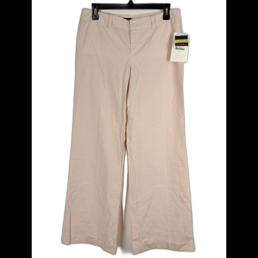 Ralph Lauren Rugby Pink Seersucker Striped Cotton Pants Size 6 Preppy Old Money